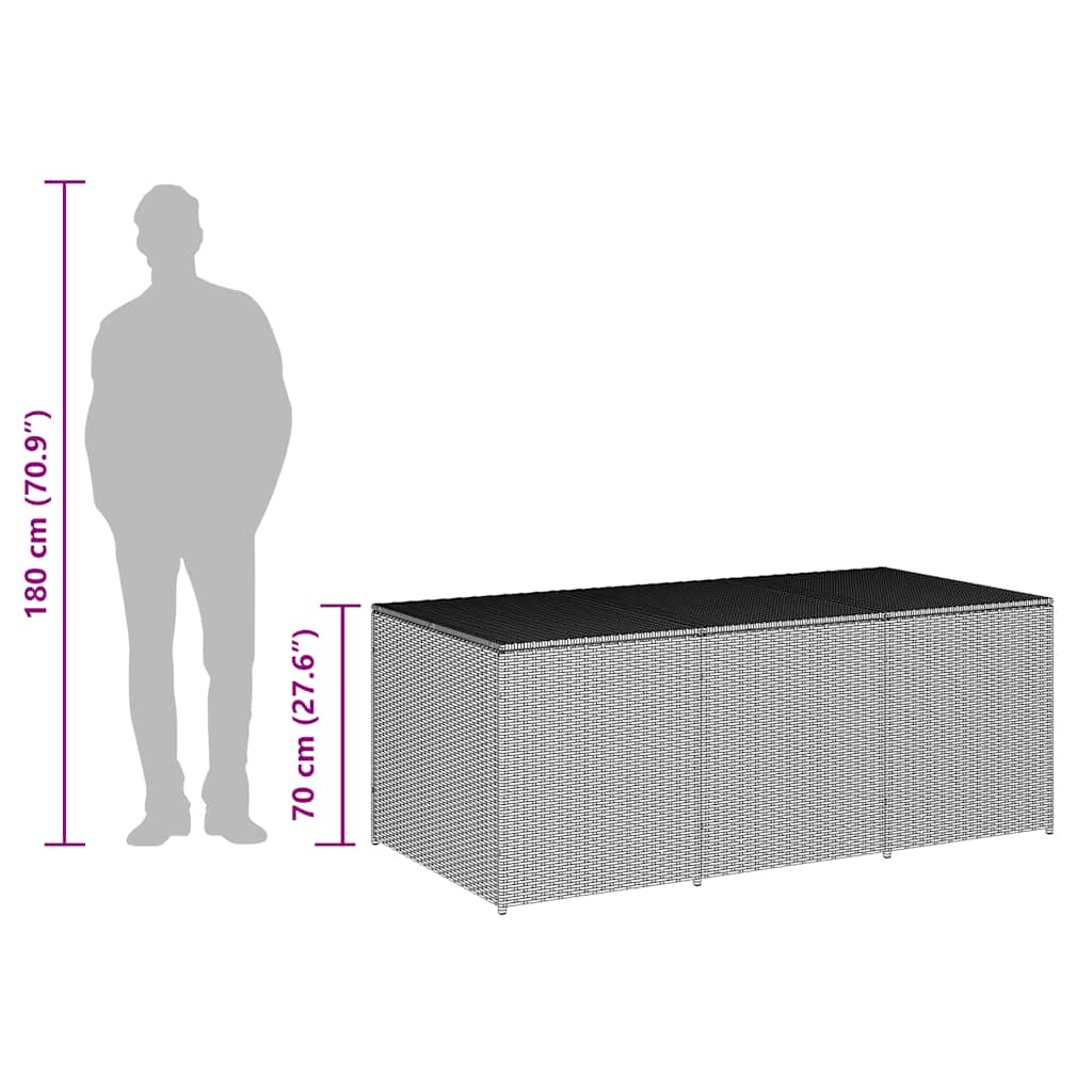 Gartenbox Poly Rattan 180x90x70 cm Grau